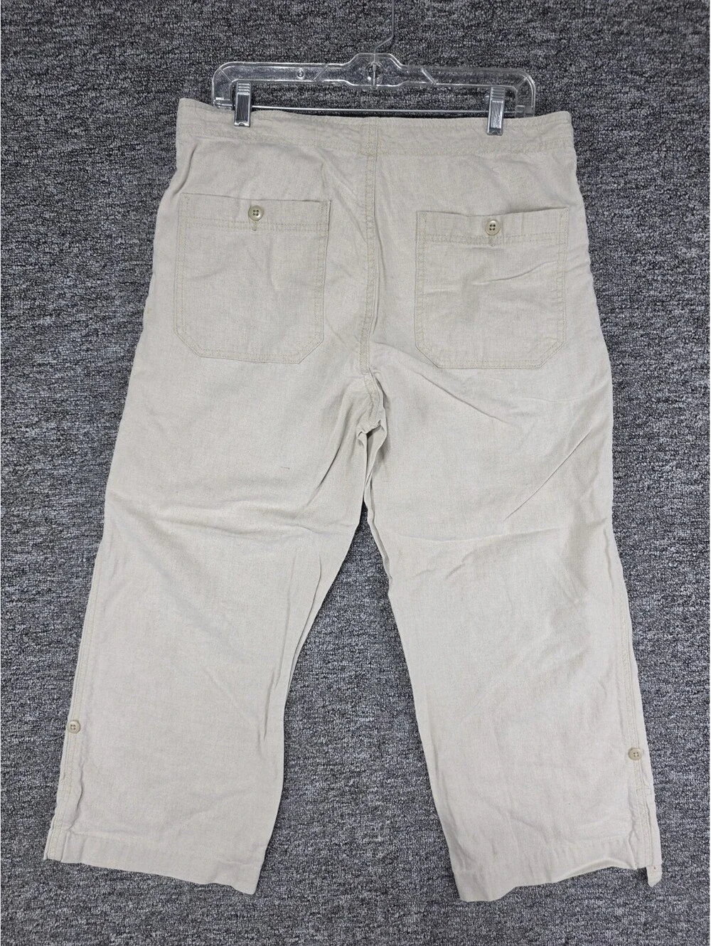 Express Men's Flat Front Straight Leg Beige Linen Cotton Drawstring Pants 34W